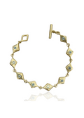 Women's gold diamond shaped tennis bracelet with round CZ centers
