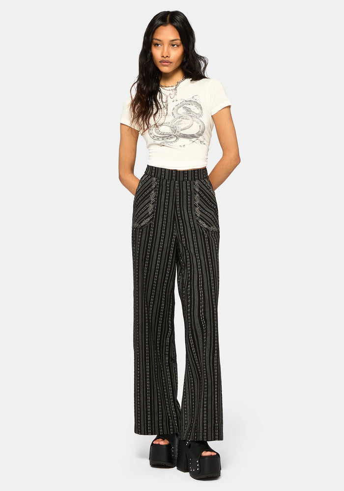 Tate Stripe Wide Leg Trousers