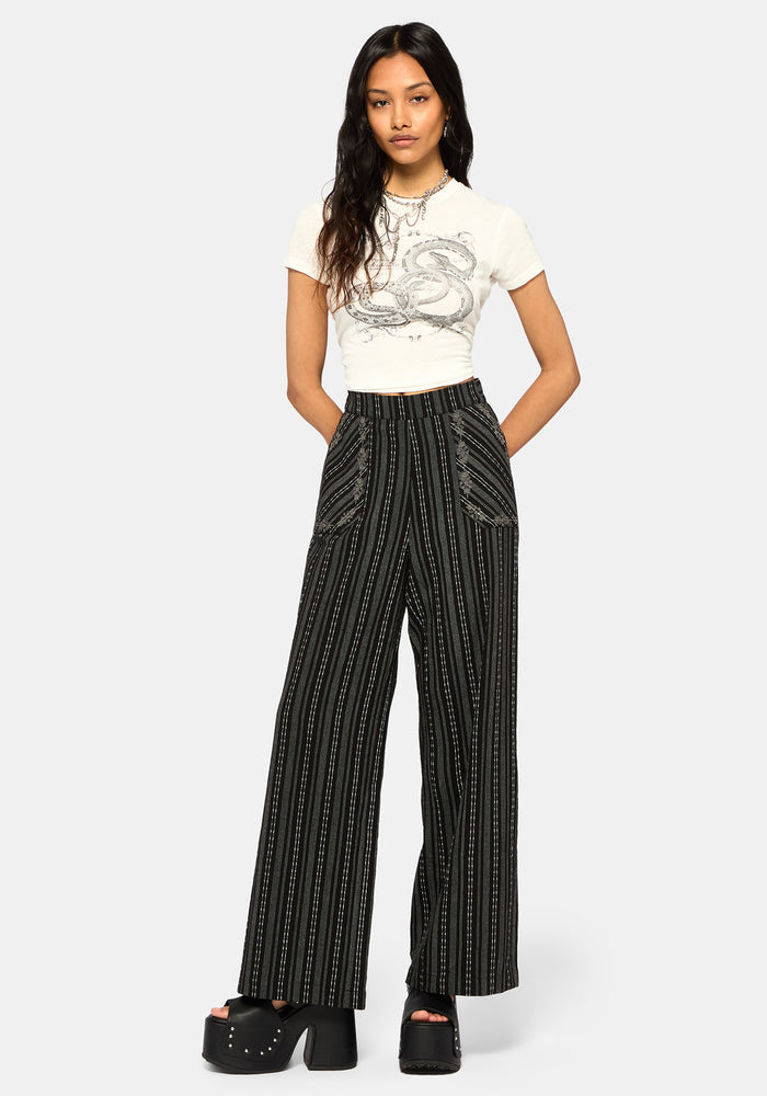Tate Stripe Wide Leg Trousers