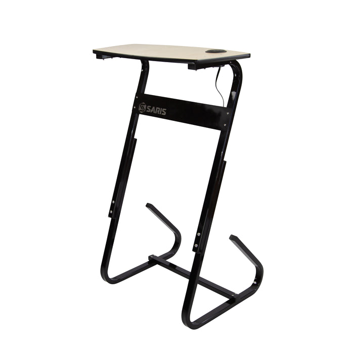 Saris TD1 Bike Trainer Desk — adjustable arm with laptop shelf extended over bike handlebars