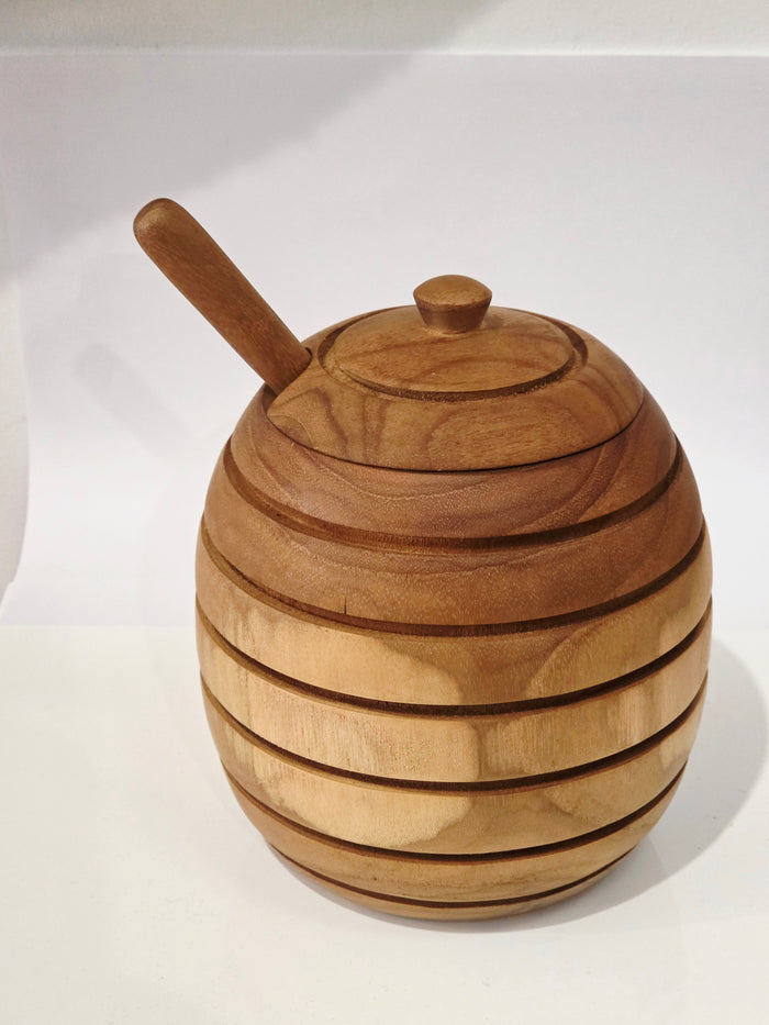 Teak Honey Pot & Server
