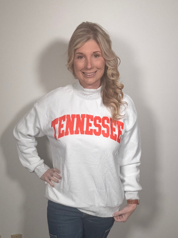 Tennessee Reversible Mock Neck Sweatshirt – 2-in-1 Light Grey Game Day Pullover