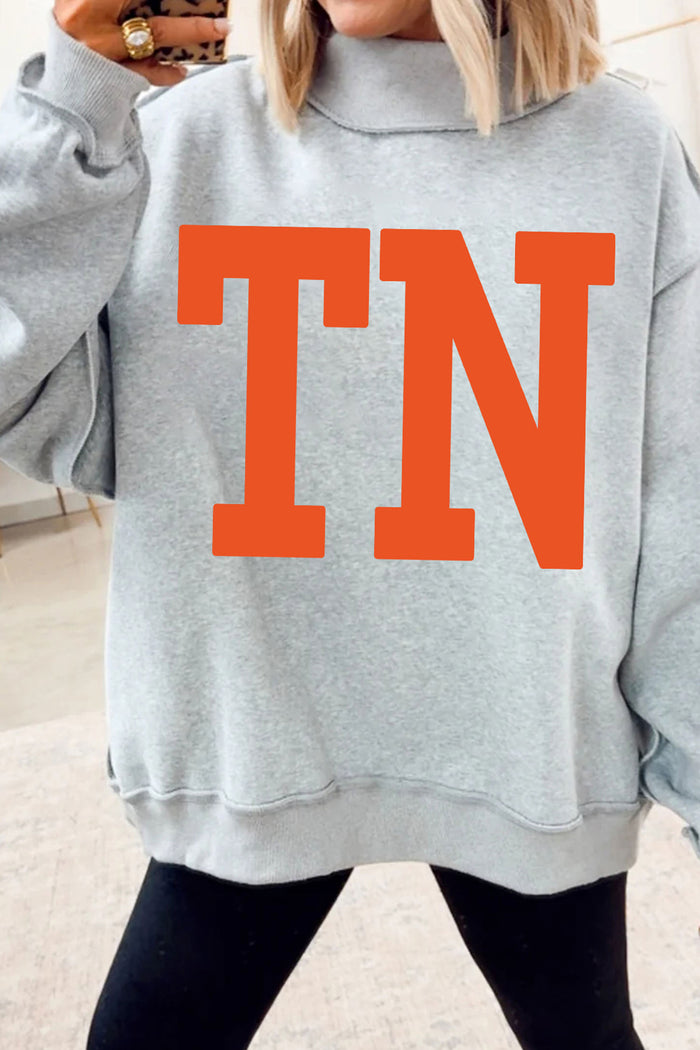 Tennessee Reversible Mock Neck Sweatshirt – 2-in-1 Light Grey Game Day Pullover