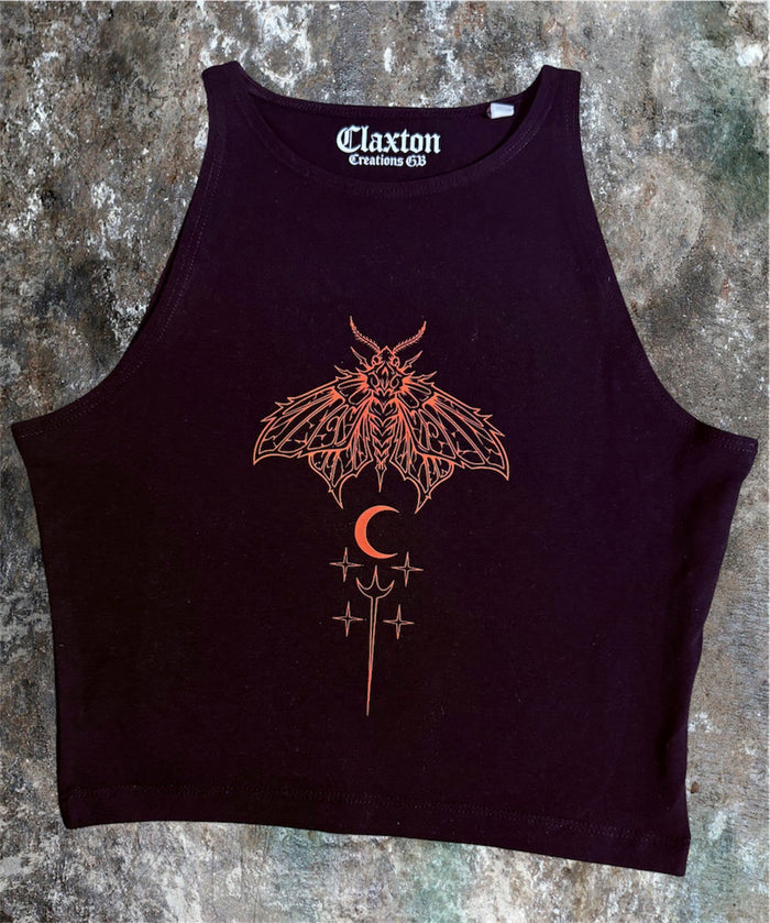 The Blood Red Moth- racer cropped Tee Claxton Creations GB