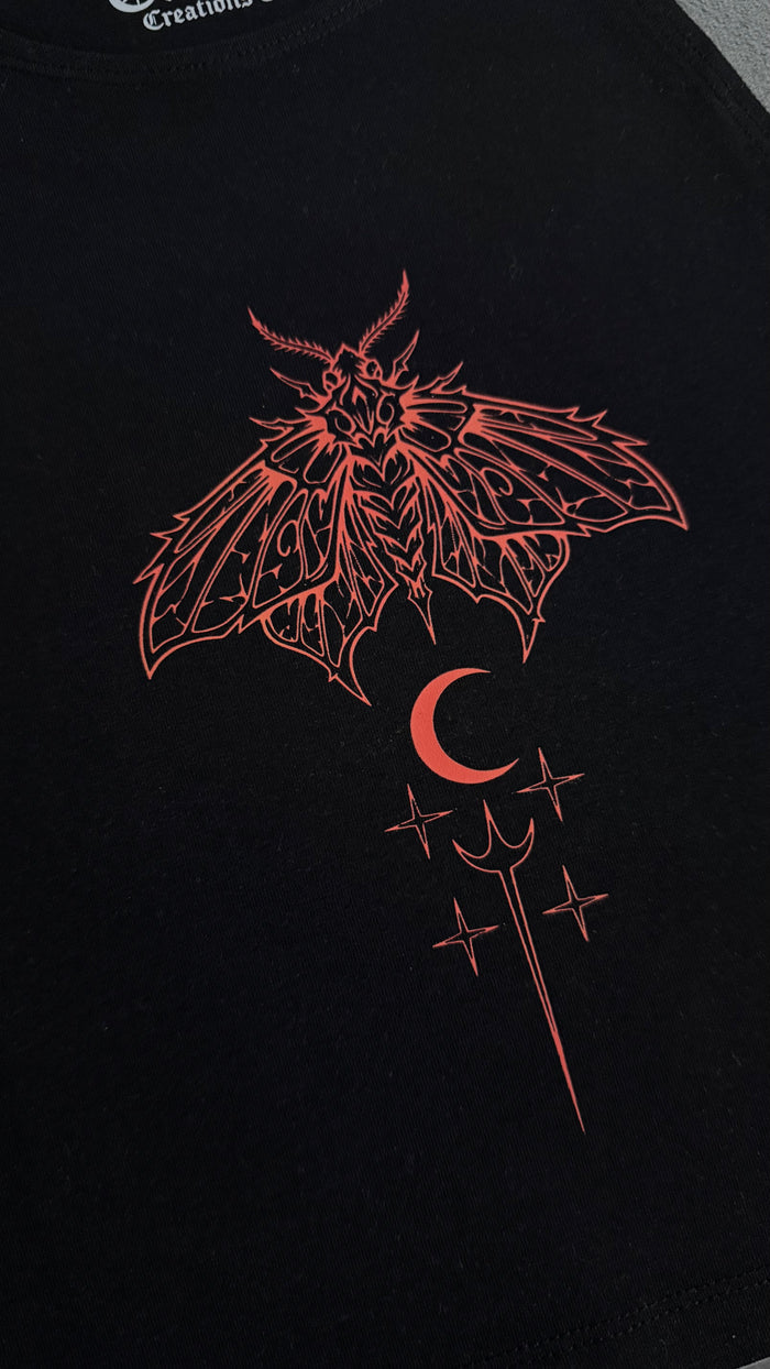 The Blood Red Moth- racer cropped Tee Claxton Creations GB