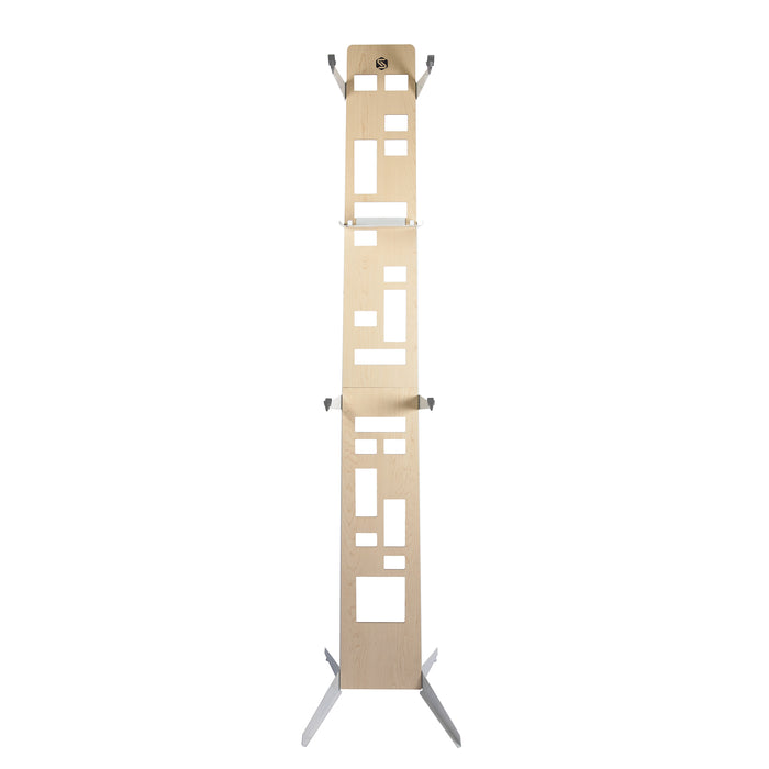 Saris Hottie 2-Bike Storage Stand — walnut wood and steel floor stand holding road bike