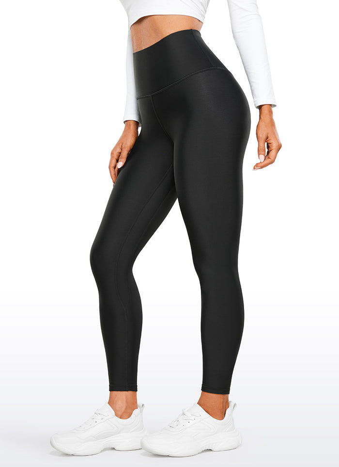 CRZ YOGA Women's Winter High Rise Thermal Fleece Lined Leggings 28'' Black