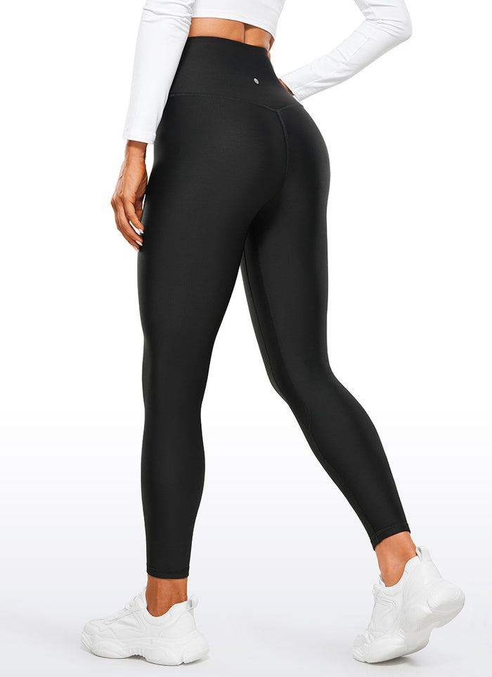 CRZ YOGA Women's Winter High Rise Thermal Fleece Lined Leggings 28'' Black