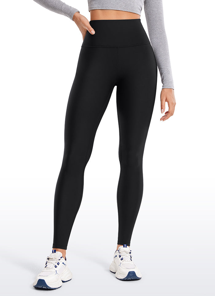 CRZ YOGA Women's Winter High Rise Thermal Fleece Lined Leggings 28'' Black