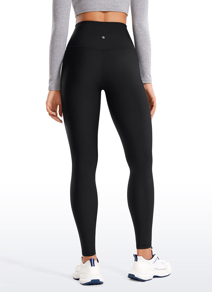 CRZ YOGA Women's Winter High Rise Thermal Fleece Lined Leggings 28'' Black