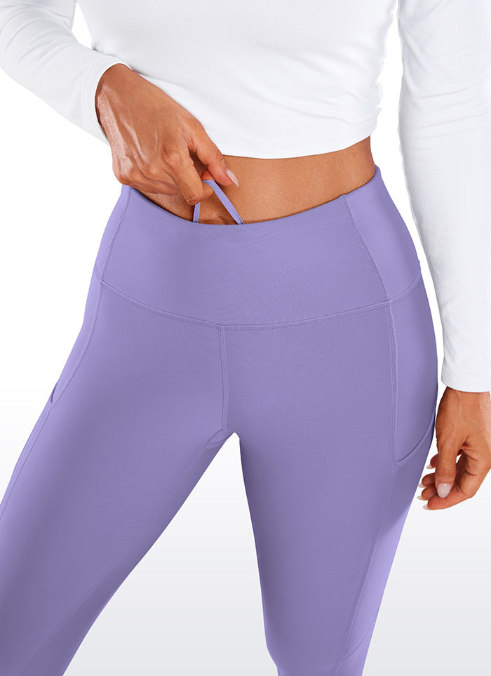 CRZ YOGA Women's High Rise Thermal Fleece Lined Pocket Leggings 28'' Dark Lavender Purple