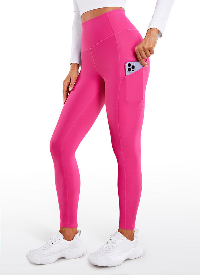 CRZ YOGA Women's High Rise Thermal Fleece Lined Pocket Leggings 28'' Granita Pink