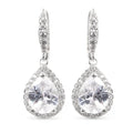 Timeless Radiance CZ Lever-Back Teardrop Earrings with Halo - Silver Amanda Blu
