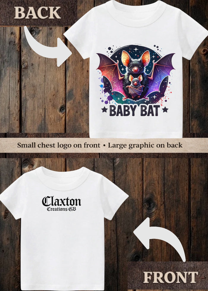 Tiny terror Tee- baby bat 🦇 watercolour Claxton Creations GB