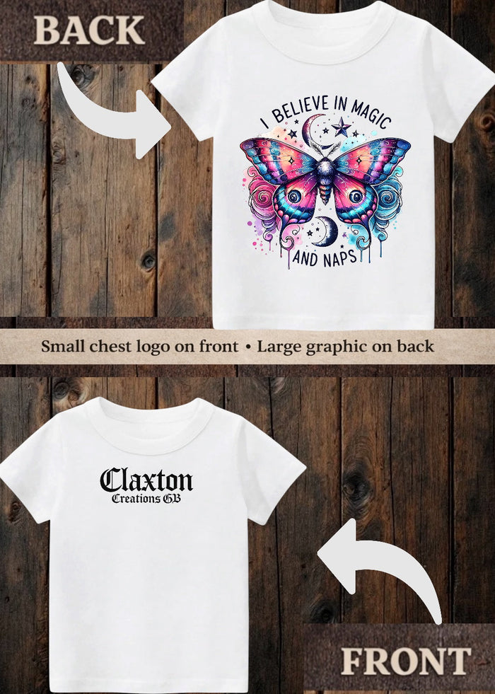 Tiny terror Tee- believe in magic and naps 🦋 Claxton Creations GB