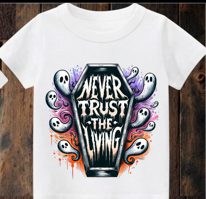 Tiny terror Tee- colourful coffin ⚰️ never trust the living Claxton Creations GB