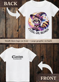 Tiny terror Tee- cute Feral girl Halloween raccoon Claxton Creations GB