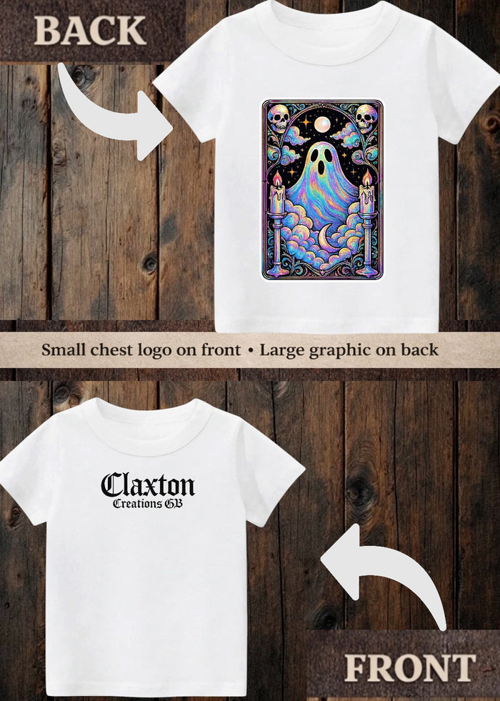 Tiny terror Tee- ghost 👻 oil-spill tarot card Claxton Creations GB