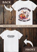 Tiny terror Tee- Harvesting 🎃 Good vibes only skeleton Claxton Creations GB