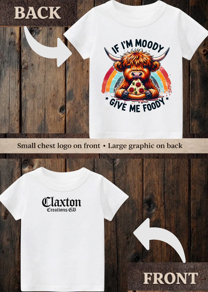 Tiny terror Tee- if I’m moody, give me foody Claxton Creations GB