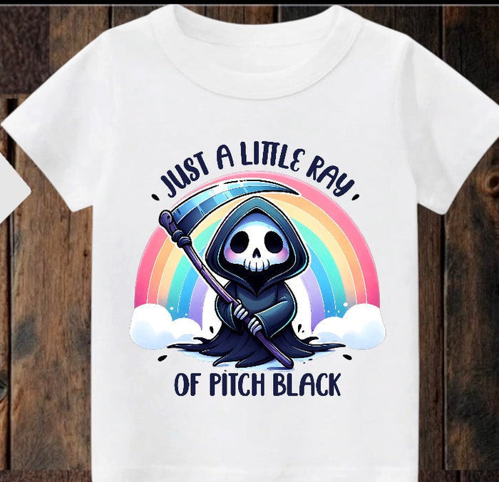 Tiny terror Tee- just a little ray of pitch black cute Claxton Creations GB