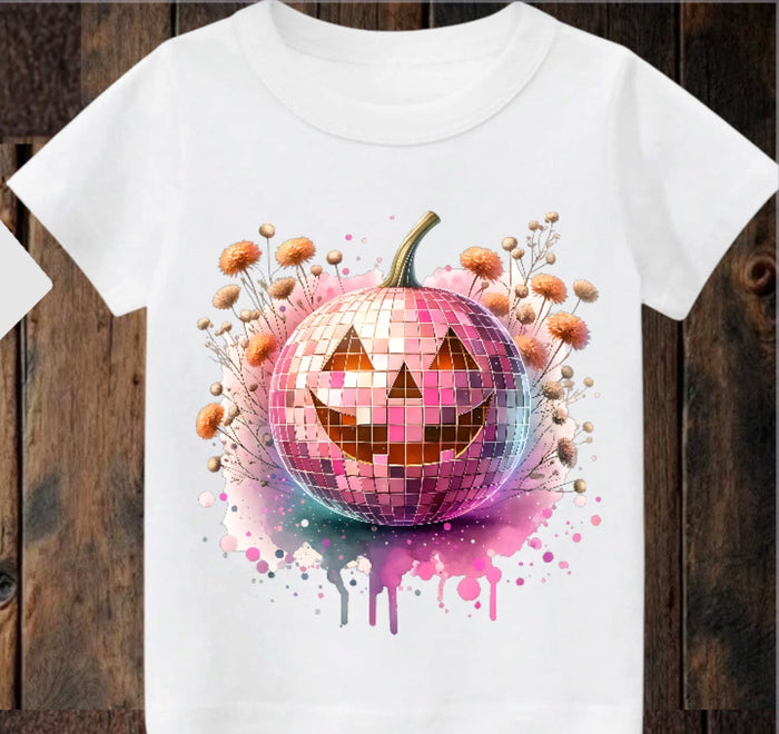 Tiny terror Tee- orange watercolour  pumpkin Claxton Creations GB