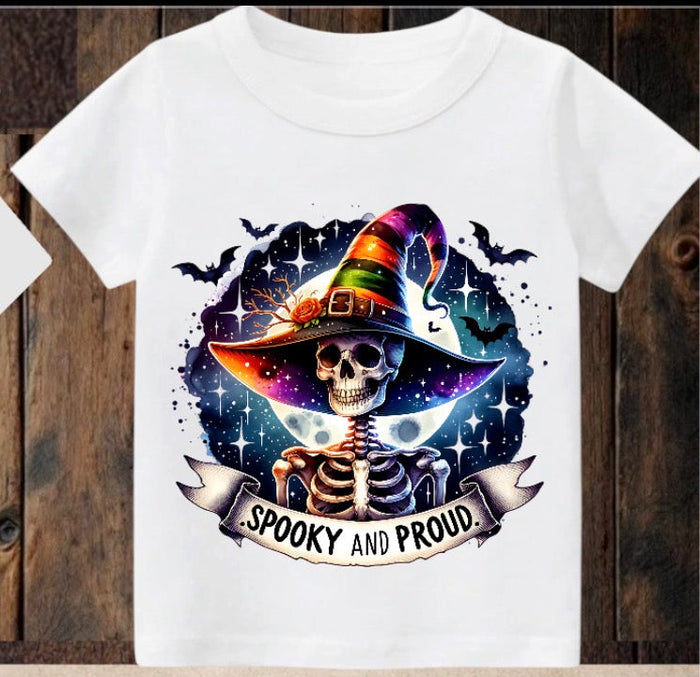 Tiny terror Tee- skeletal witch spooky and proud Claxton Creations GB