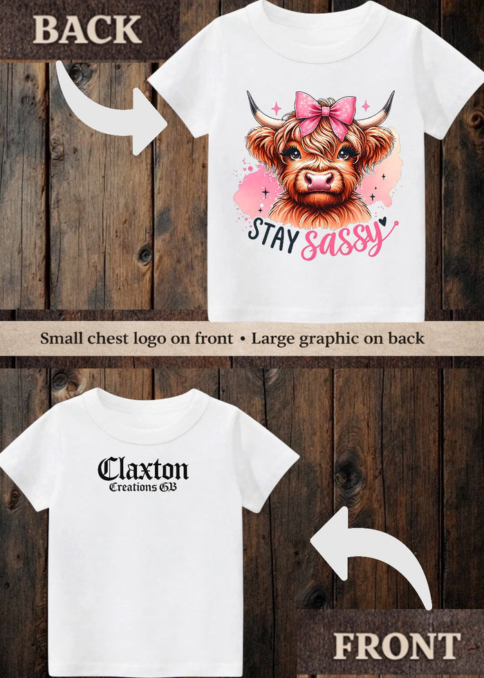 Tiny terror Tee- stay sassy highland cow Claxton Creations GB