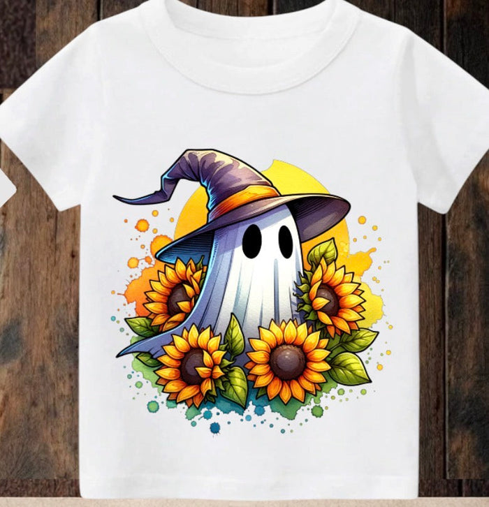 Tiny terror Tee- sunflower 🌻 witchy ghost 👻#2 Claxton Creations GB
