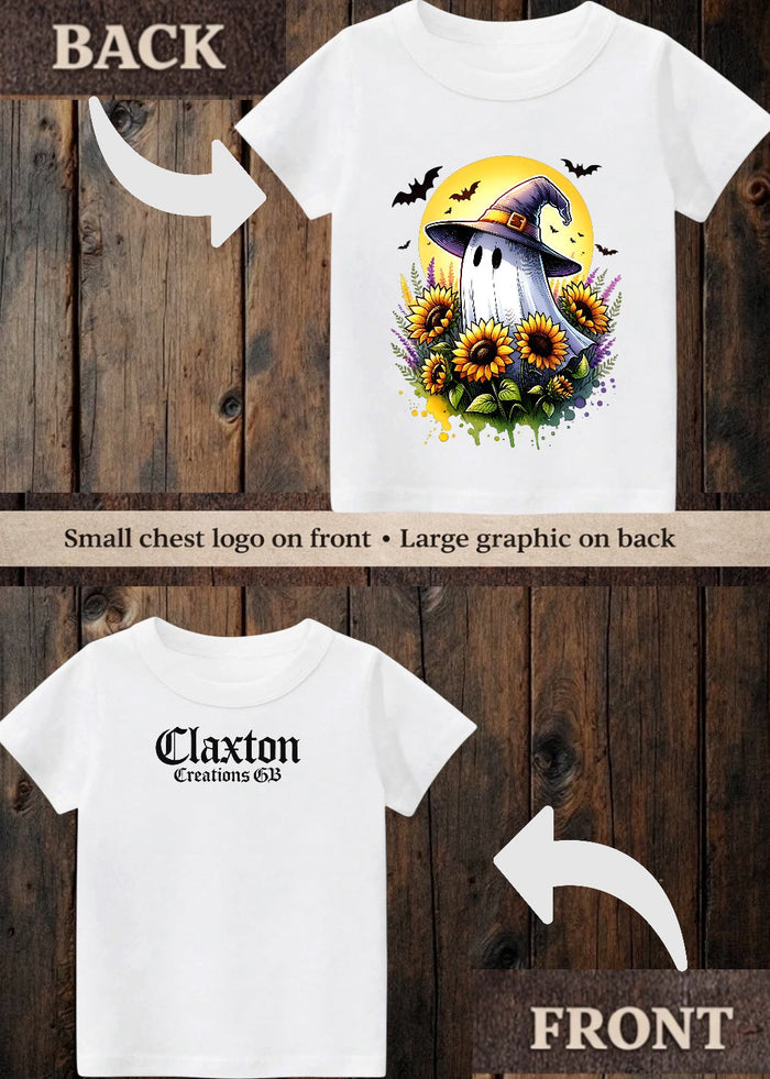 Tiny terror Tee- yellow sunflower 🌻 ghost Claxton Creations GB