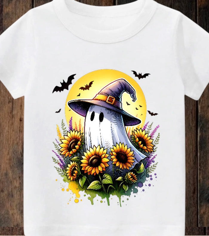 Tiny terror Tee- yellow sunflower 🌻 ghost Claxton Creations GB