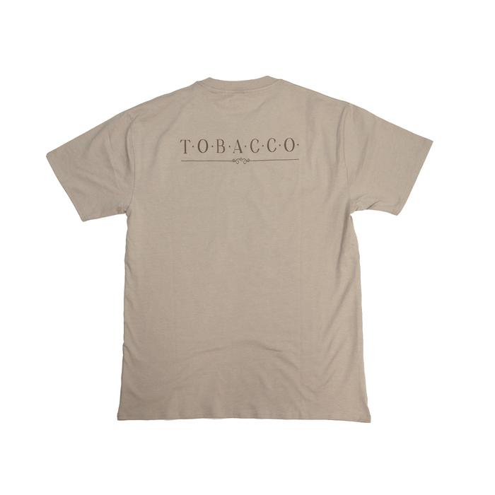 Flat lay back view of Tobacco Medicine Tee in beige