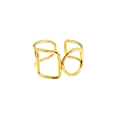 Gold vermeil open-frame square and oval double ring
