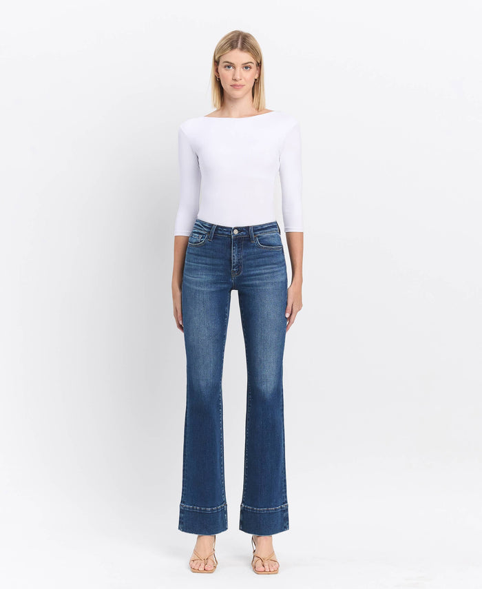 HIGH RISE TROUSER HEM BOOTCUT JEANS T6641: SNOWDROP / 24 VERVET by FLYING MONKEY