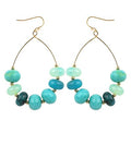 Turquoise beaded teardrop earrings with gold wire