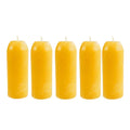 5 Uco 12 hour beeswax candles shown in a line on a white background