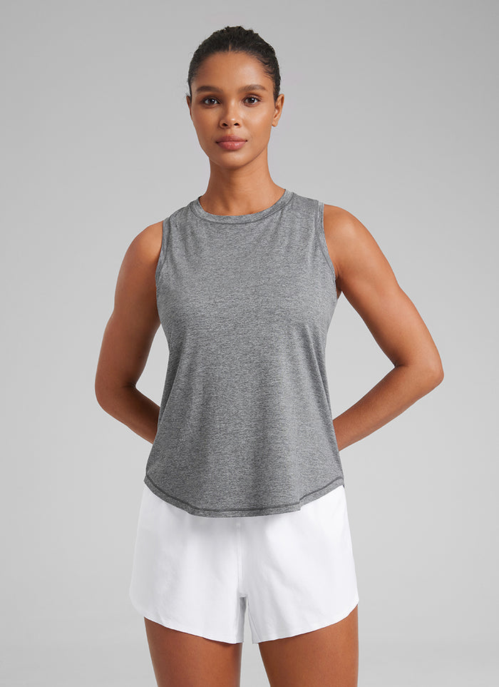 CRZ YOGA Women's Running Relaxed Fit Ultralight Tank Top Racerback Platinum Heather
