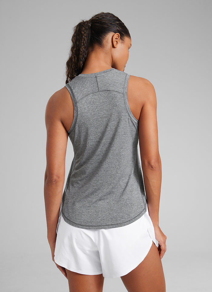 CRZ YOGA Women's Running Relaxed Fit Ultralight Tank Top Racerback Platinum Heather