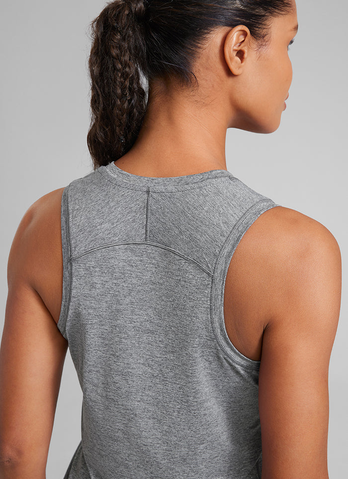 CRZ YOGA Women's Running Relaxed Fit Ultralight Tank Top Racerback Platinum Heather