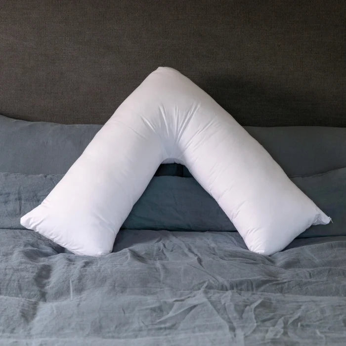 V Shaped British Wool Pillow - 100% Cotton Cover - Natural