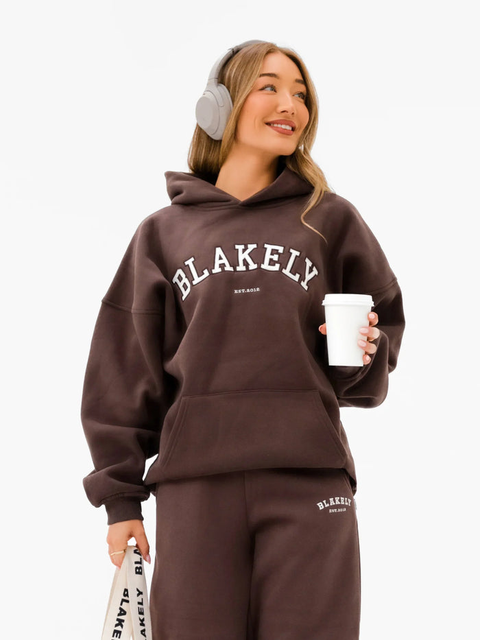 Varsity Oversized Hoodie - Dark Chocolate
