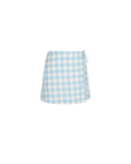 VIDA LINEN MINI SKIRT BLUE LINEN GINGHAM