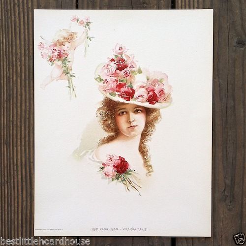 VIRGINIA EARLE OPERA SINGER Victorian Lithograph Print 1903