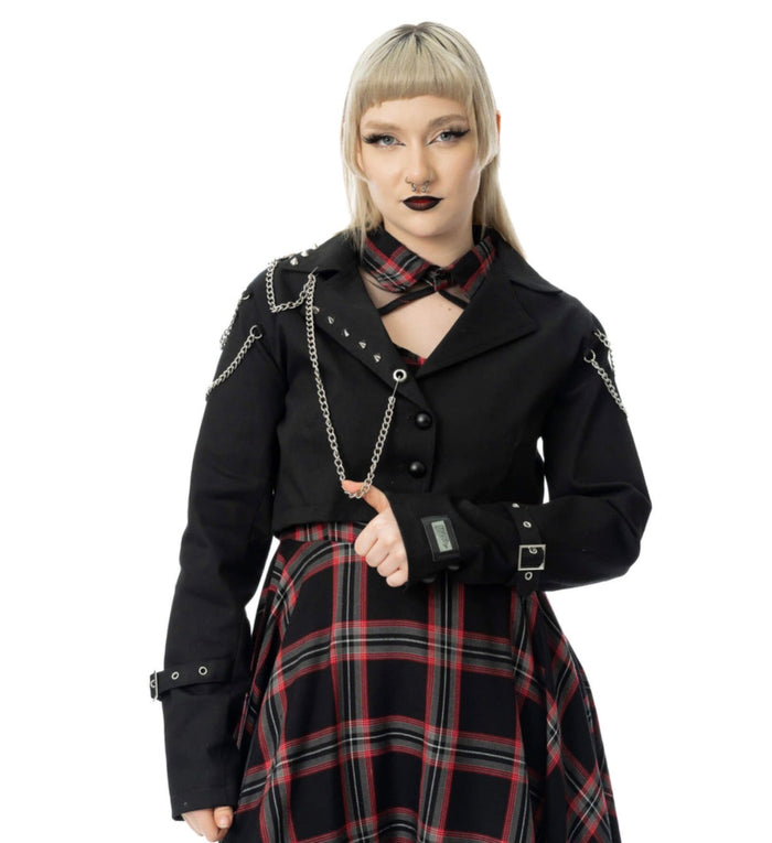 Vixxsin CERISE JACKET - BLACK/BLACK CHECK Vixxsin