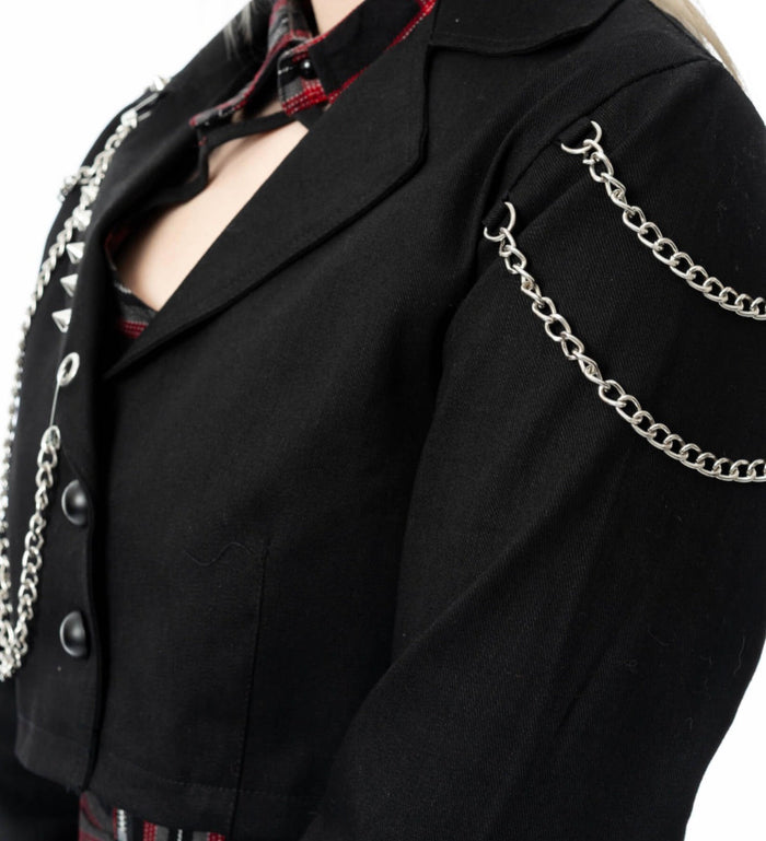 Vixxsin CERISE JACKET - BLACK/BLACK CHECK Vixxsin