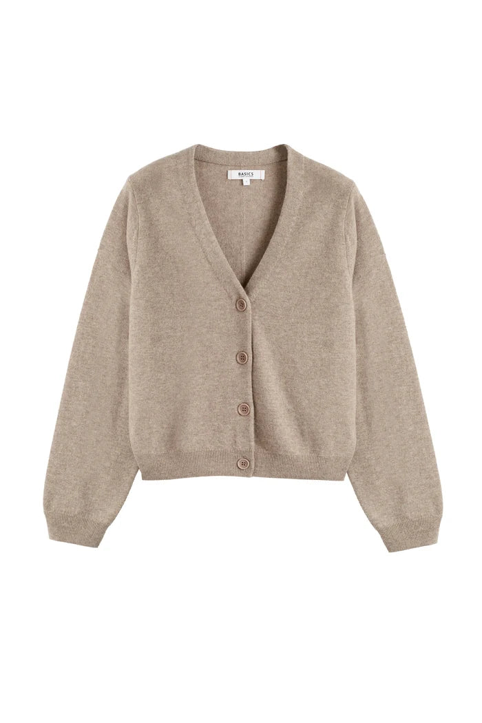 Beige cardigan on a white background