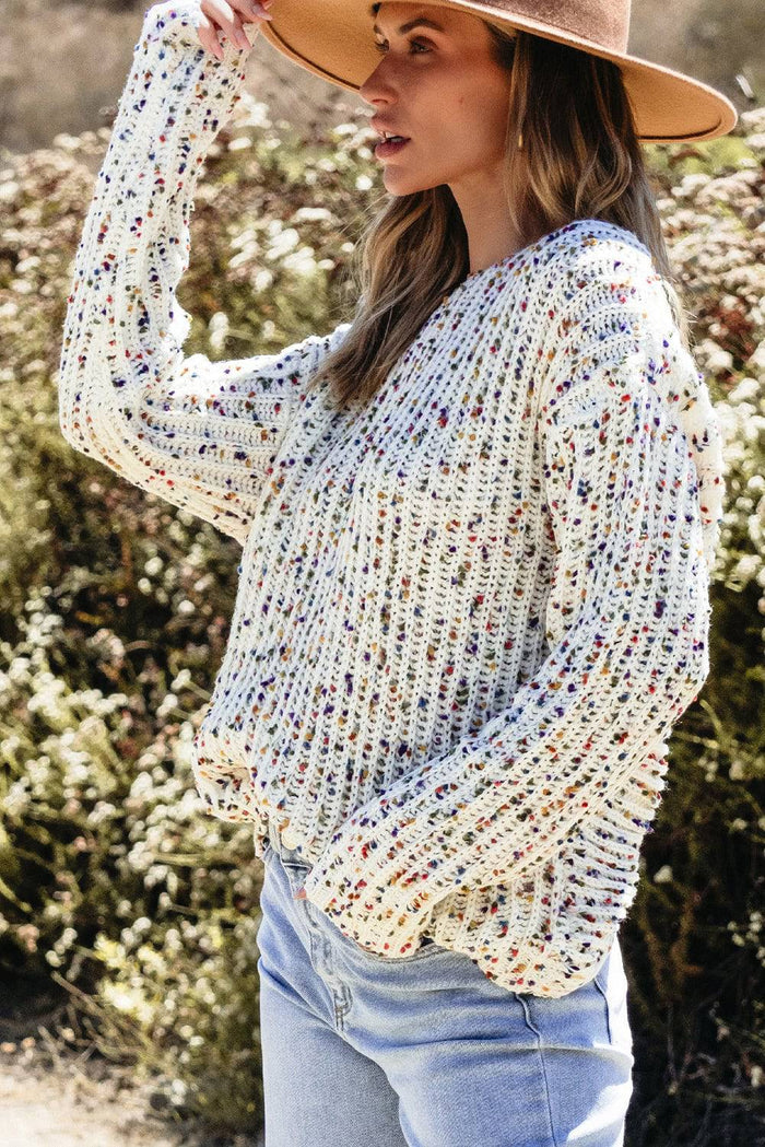 White Confetti Reversible Twist Sweater - Sweaters & Cardigans/Sweaters