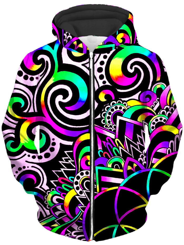 White Doodle Magic V2 Unisex Zip-Up Hoodie BrizBazaar Epic Hoodie