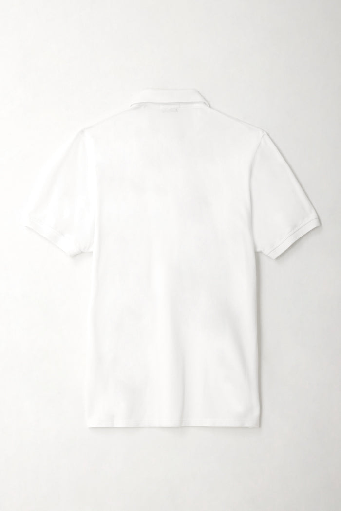 White polo shirt with mesh racket for men