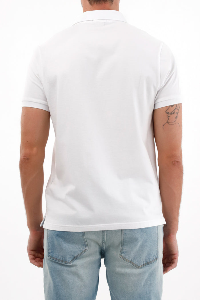 White polo shirt with mesh racket for men
